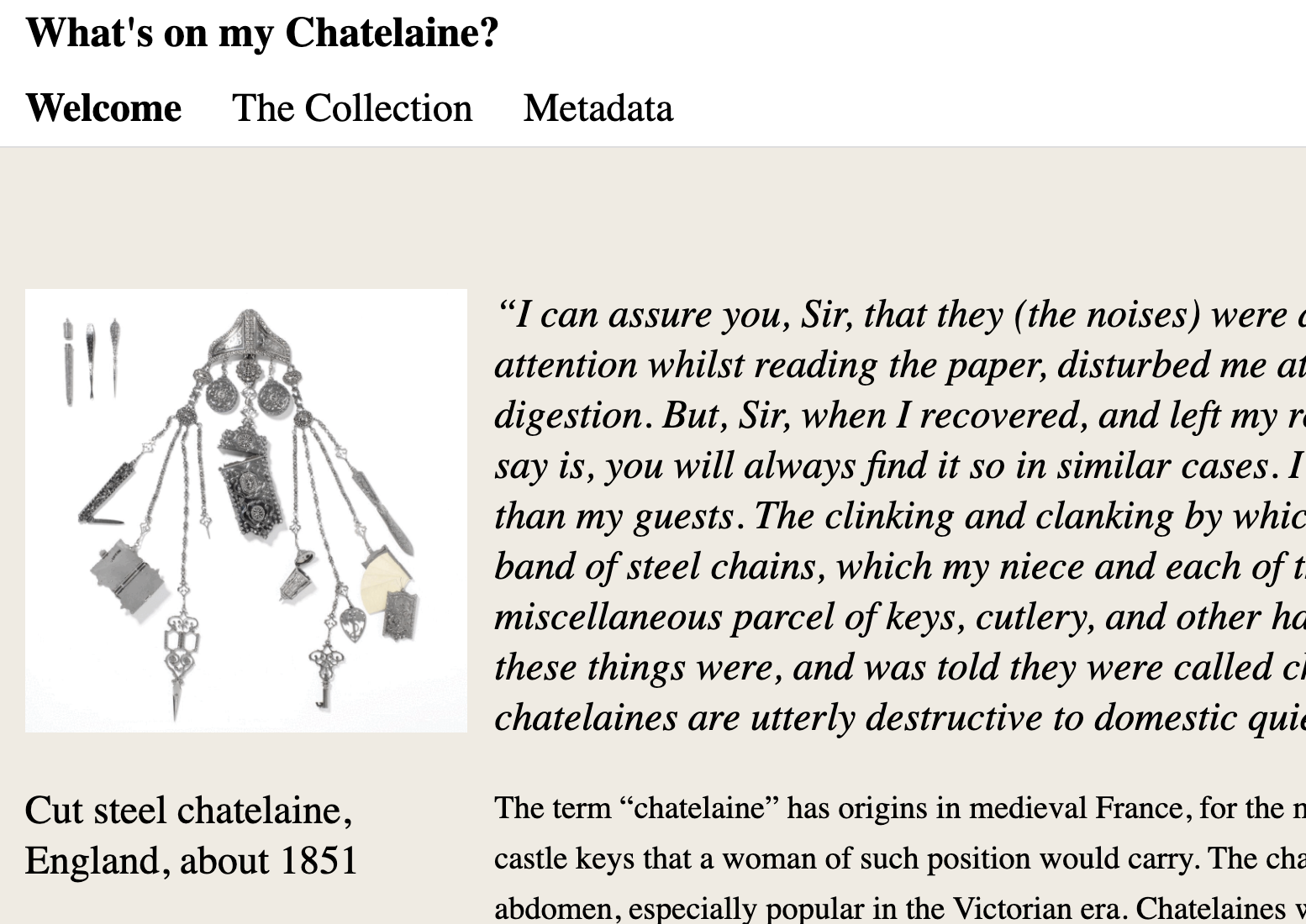 What's on my Chatelaine project screenshot